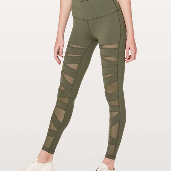 Lululemon Wunder Under Pant Tech Mesh Sage Size 2 - Picture 1 of 3